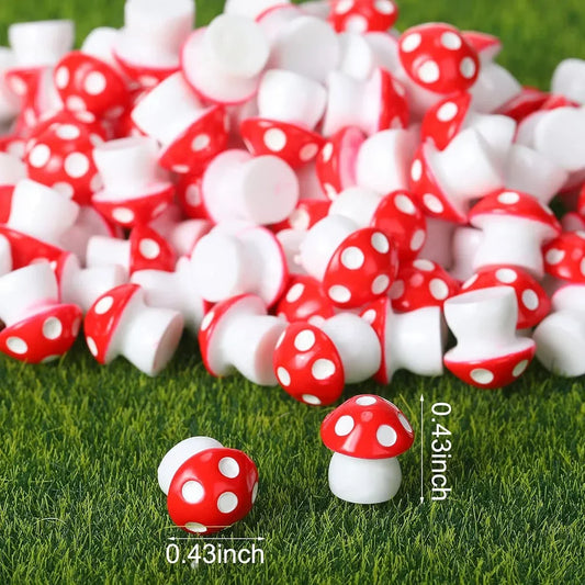 Mini 50Pcs Tiny Resin Mushroom